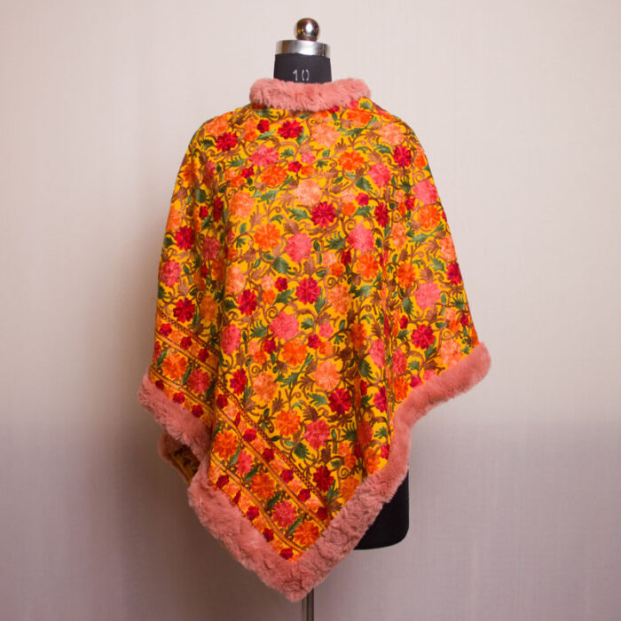 Mustard Aari Embroidery Poncho