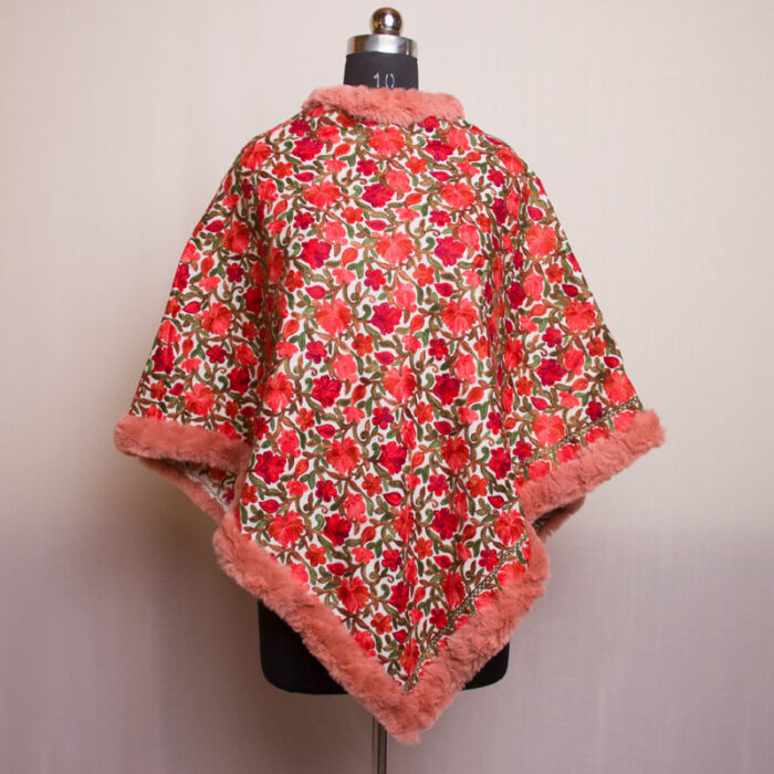 White Aari Embroidery Poncho