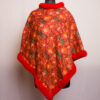 Redish Maroon Aari Embroidery Poncho with fur