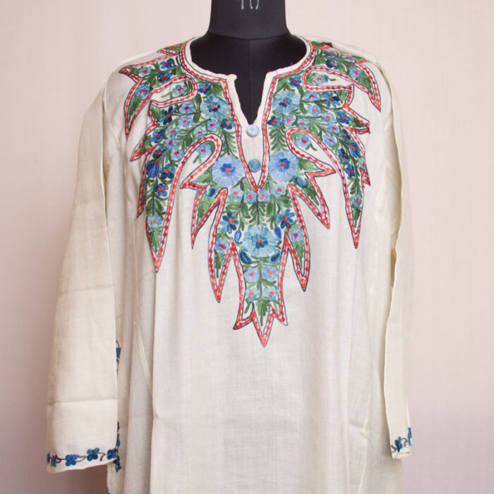 White Polywool Aari Pheran