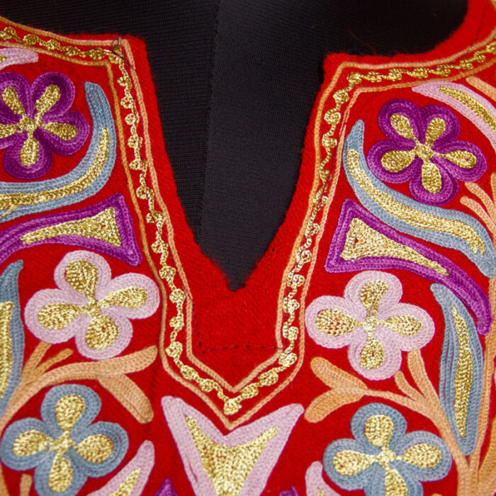 Red Aari Zari Raffal Pheran - Image 3