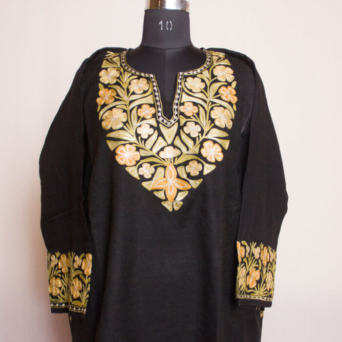 Black Aari Zari Raffal Pheran