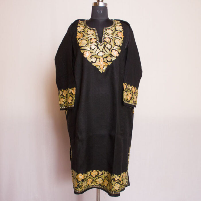 Black Aari Zari Raffal Pheran - Image 2