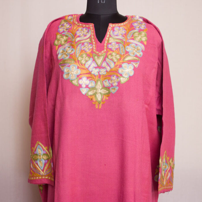 Pink Aari Zari Raffal Pheran