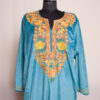 Sky Blue Velvet Aari Pheran
