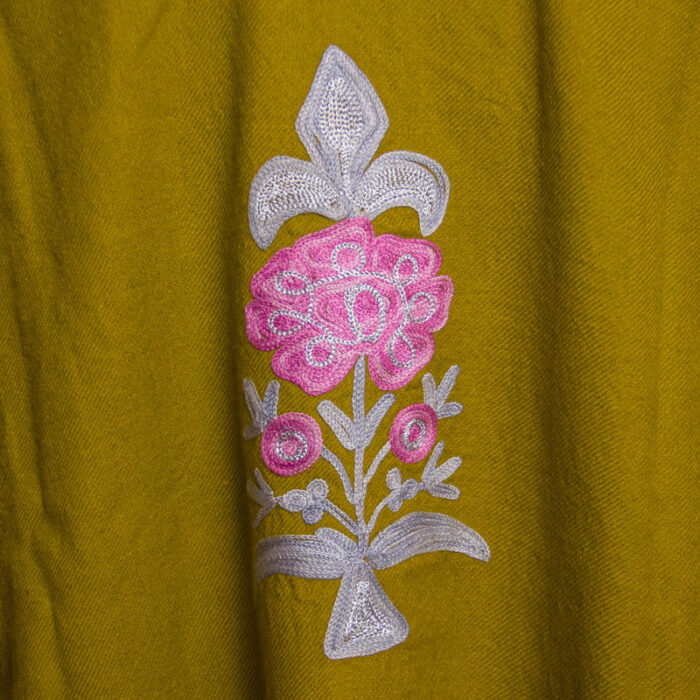 Mehndi Green Aari Zari Raffal Pheran - Image 3