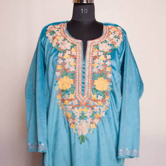 Sky Blue Velvet Aari Pheran II