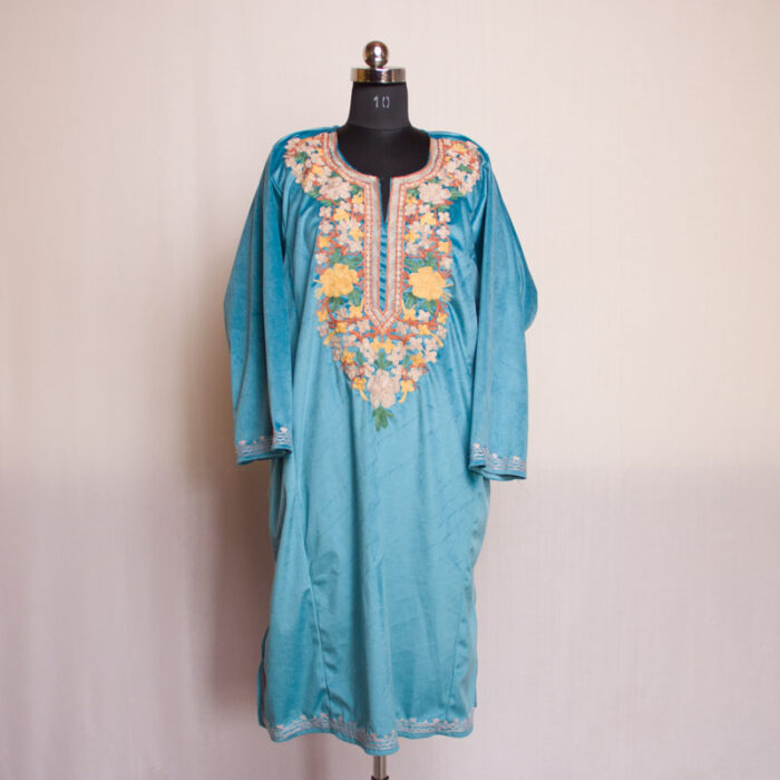 Sky Blue Velvet Aari Pheran II - Image 2