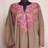 Light Fawn Velvet Aari Pheran