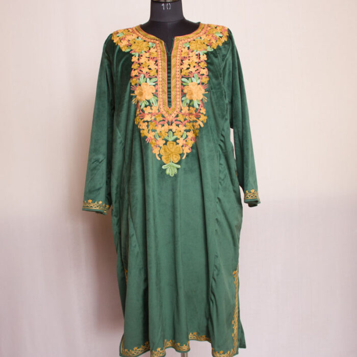 Green Velvet Aari Pheran II - Image 2