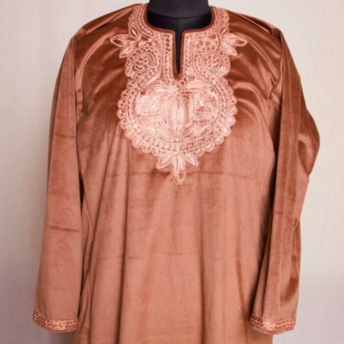 Brown Velvet Tilla Pheran