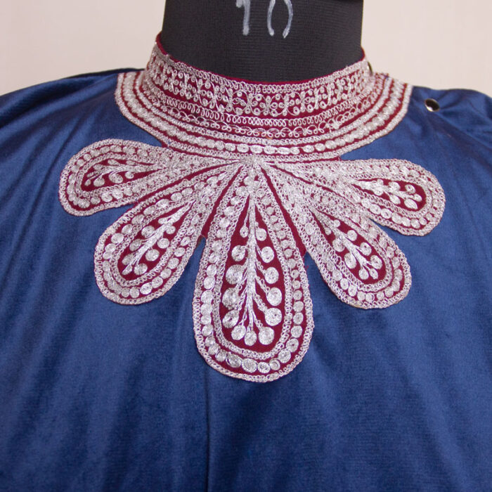 Dark Blue Velvet Tilla Top Pheran Style - Image 3