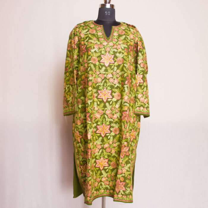 Green Raffal Jama Aari Pheran - Image 2