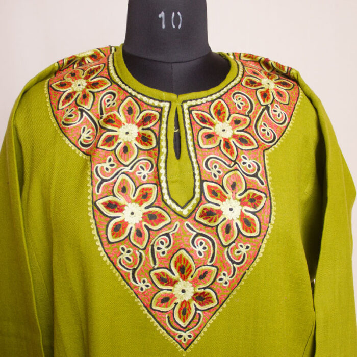 Light Green Raffal Handwork Aari Pheran - Image 3