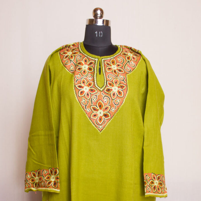 Light Green Raffal Handwork Aari Pheran - Image 2