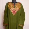 Mehndi Green Raffal Paper Mache Handwork Designer Kashmiri Pheran