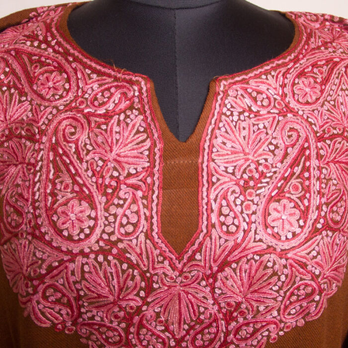 Brown Raffal Handwork Aari Pheran - Image 3