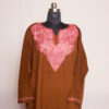 Brown Raffal Handwork Aari Pheran