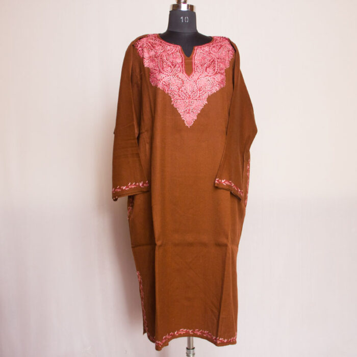 Brown Raffal Handwork Aari Pheran - Image 2