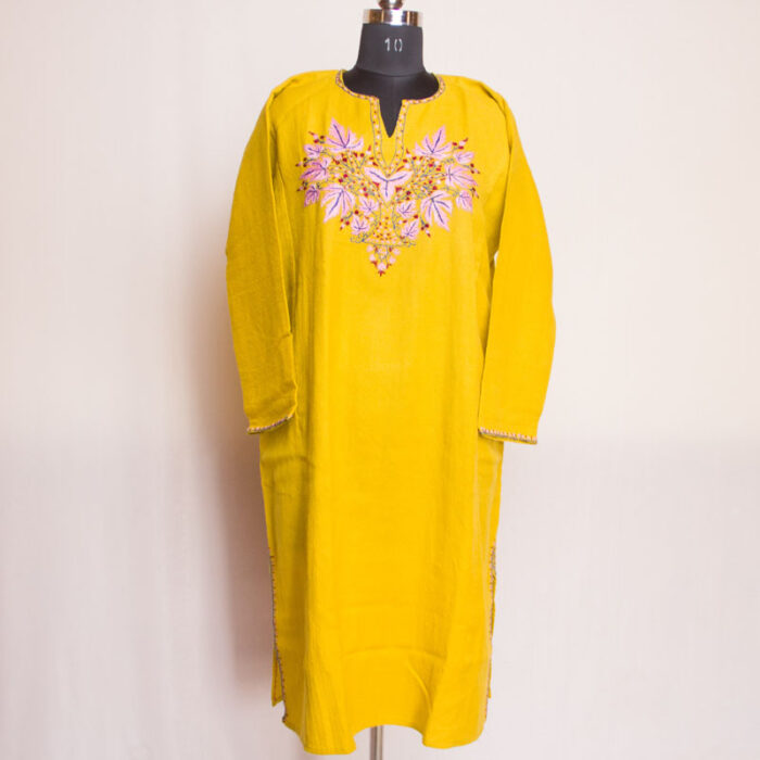 Yellow Hand Sozni 56 Count Pheran - Image 2