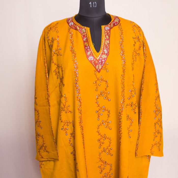 Mustard Hand Sozni 56 Count Pheran - Image 3