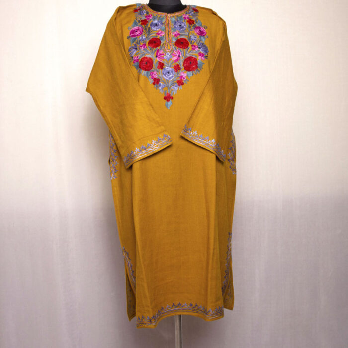 Mustard Gulabi Aari Pheran - Image 2