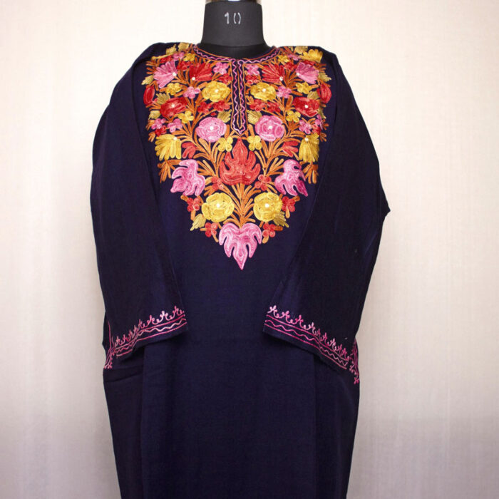 Dark Blue Chinari Aari Pheran