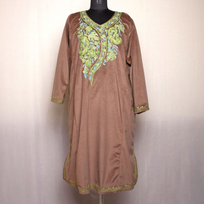 Brownish Velvet Aari Pheran - Image 2