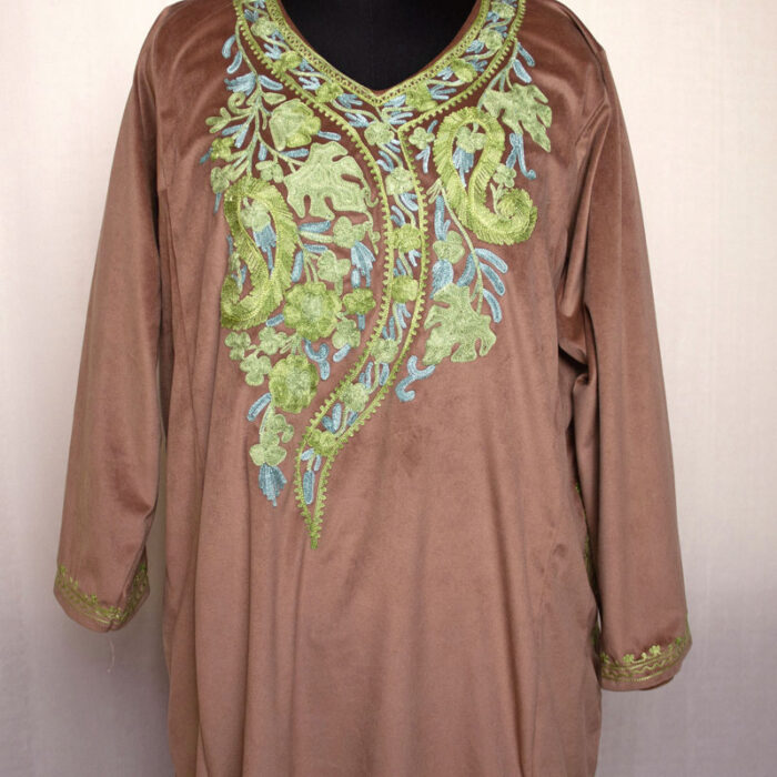 Brownish Velvet Aari Pheran