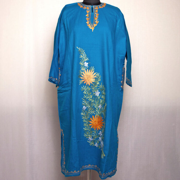 Blue Floral Aari Cashmilon Pheran - Image 2