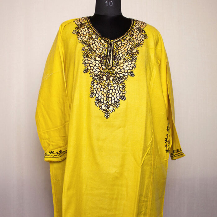 Yellow Aari Cashmilon Pheran