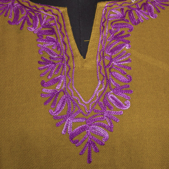 Mustard Side Panel Fine Aari Cashmilon Pheran - Image 3