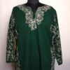 Dark Green Cashmilon Sidepanel Pheran with Beautiful Aari