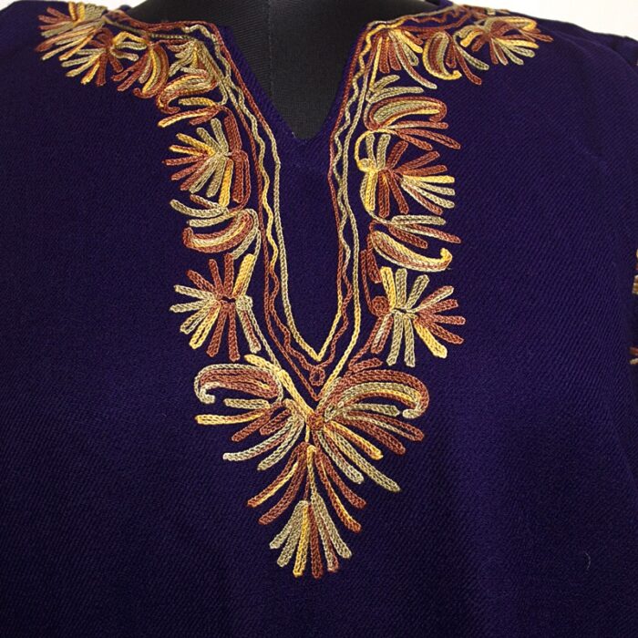 Purple Fine Cashmilon Side Panel Aari Pheran - Image 3