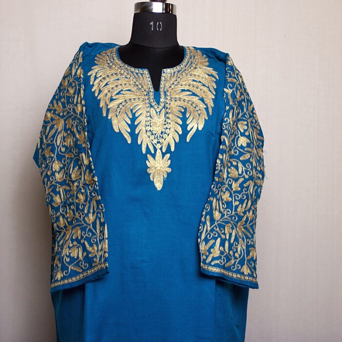 Blue Polywool Zari Pheran