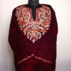 Maroon Polywool Tie-Dye Aari Pheran