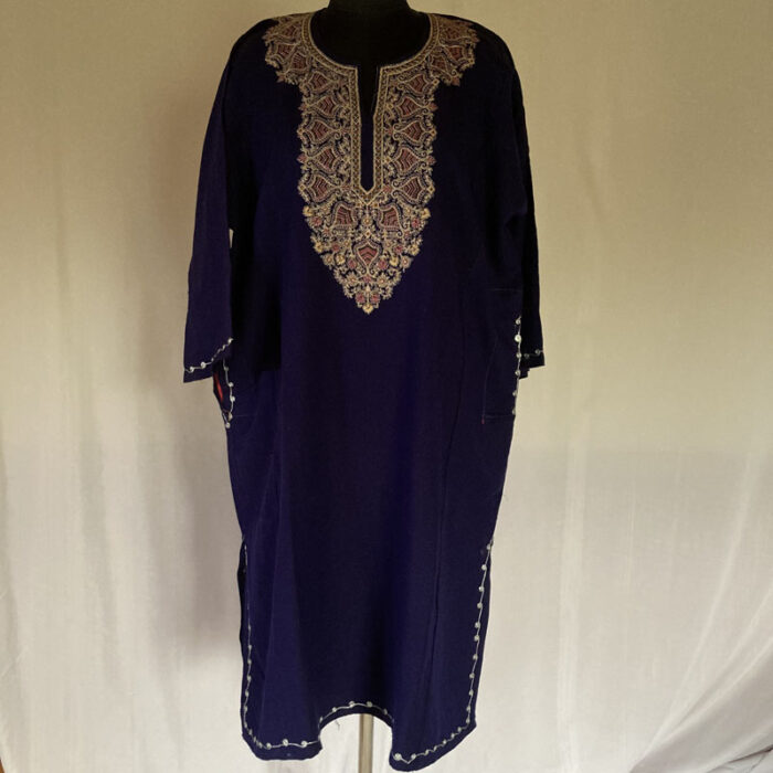 Dark Blue Zari Cashmilon Pheran - Image 3