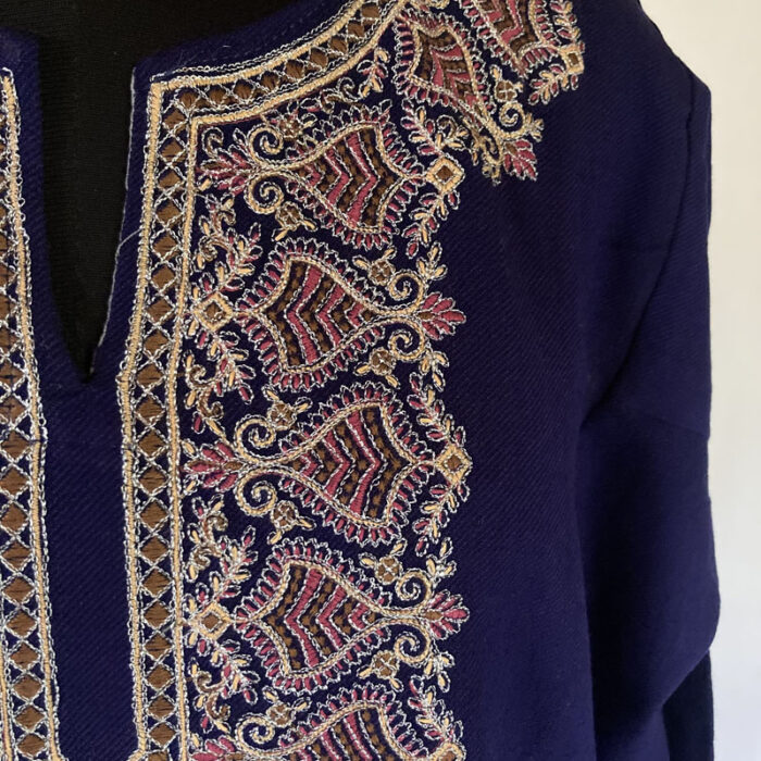 Dark Blue Zari Cashmilon Pheran - Image 2