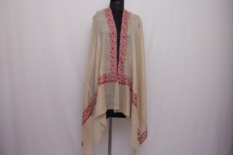 Beige Pashmina Intricate Sozni Work Stole - Image 2