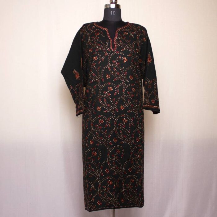 Black Jali Hand Sozni Raffal Pheran - Image 2
