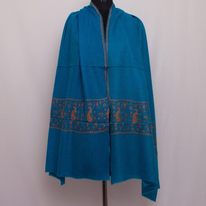 Blue Pashmina Intricate Sozni Work Stole - Image 2