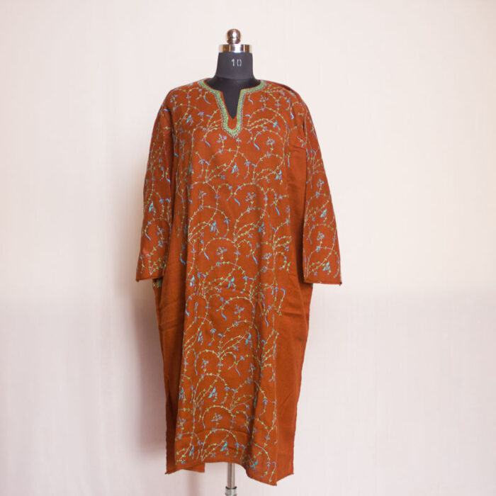 Brown Jali Hand Sozni 56 Count Pheran - Image 2