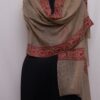 Dark Beige Pashmina Intricate Sozni Work Stole