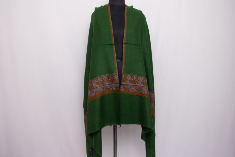 Dark Green Pashmina Intricate Sozni Work Stole - Image 2