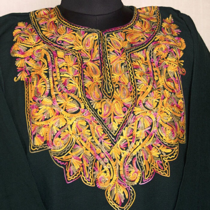 Dark Green with Mustard Aari Naal Pheran - Image 3