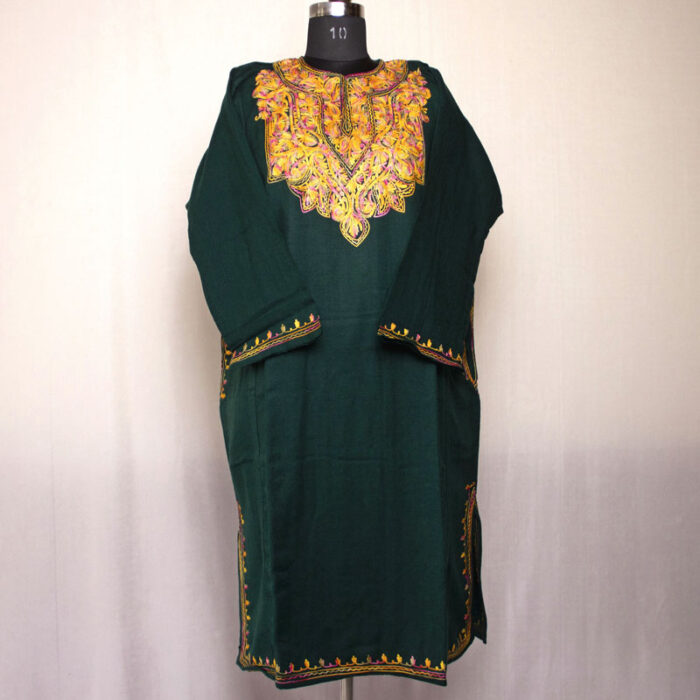 Dark Green with Mustard Aari Naal Pheran - Image 2