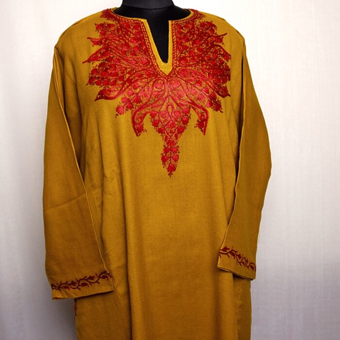 Mustard Raffal Hand Aari Pheran