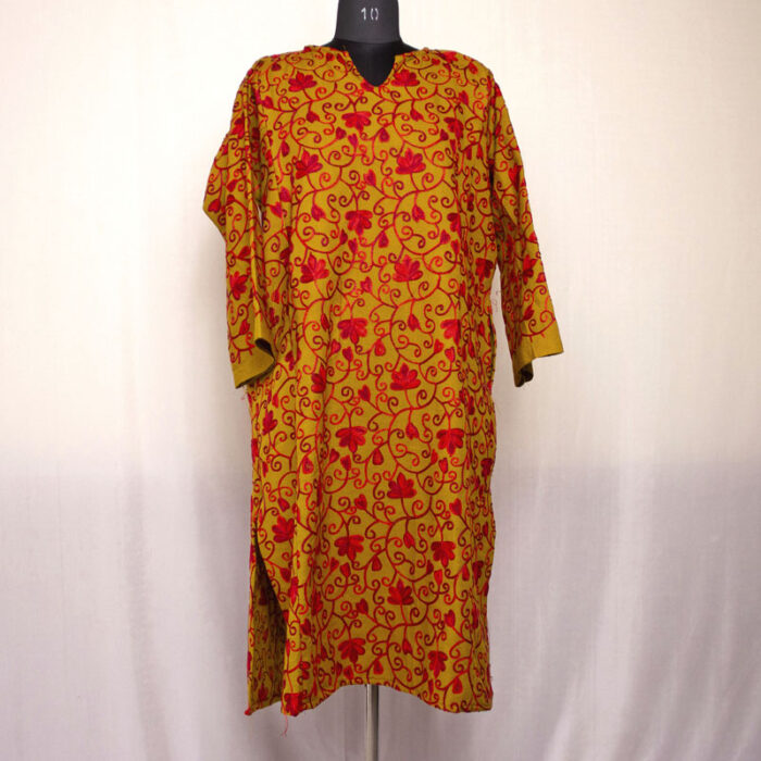Mustard II Aari Jali Cashmilon Pheran - Image 2