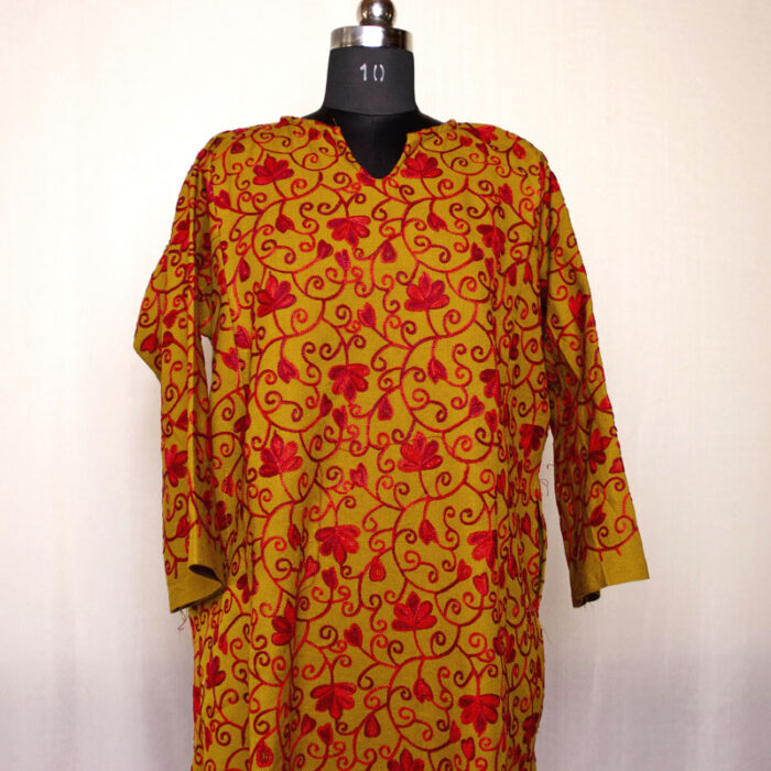 Mustard II Aari Jali Cashmilon Pheran