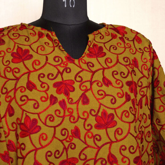 Mustard II Aari Jali Cashmilon Pheran - Image 3